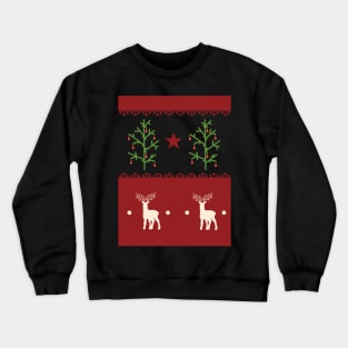 Traditional Christmas Tree Deer Scandinavian Aesthetic Pattern Crewneck Sweatshirt